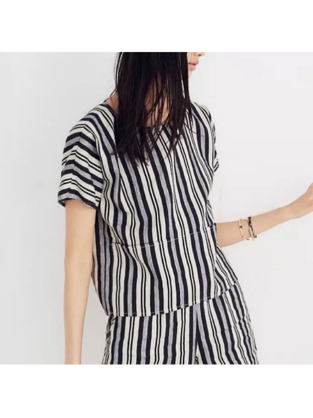 Madewell boxy top with pockets in Evelyn stripe - Picture 2 of 5